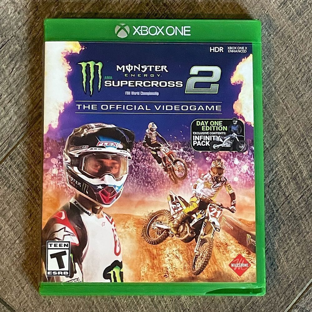 Monster Energy Supercross 2 Game Disc w/ Case. Compatible with XBox One & S/X.